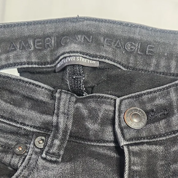 American Eagle Black Jeggings Size 0 Regular Next Level Stretch Distressed - Picture 2 of 8